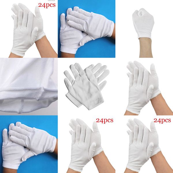 

gloves 24pc white cotton sweat-proof good breathable elastic disposable latex glove i 1ojx
