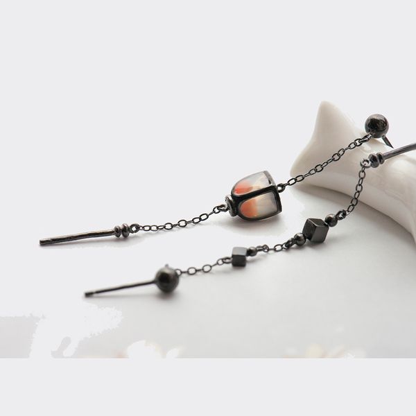 

thaya vintage long pendant earrings dropping sky lantern handmade s925 sterling silver studs for women female elegant jewelry j190703, White;golden