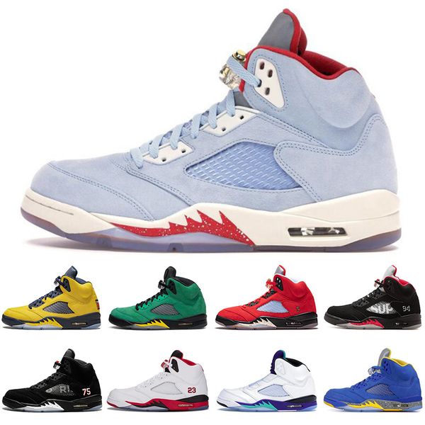 

jumpman 5 5s men basketball shoes fire red suede michigan black pro star white cement mens trainers sports sneakers size 7-13