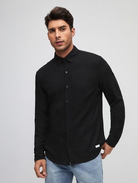 

men solid patch pocket single button placket shirt y27y#, White;black