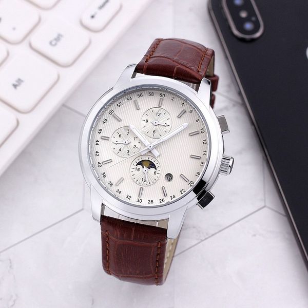 

2020 new six stitches automatic mechanical watch fashion watches men or women sport watch longi wristwatches leather strap, Slivery;brown