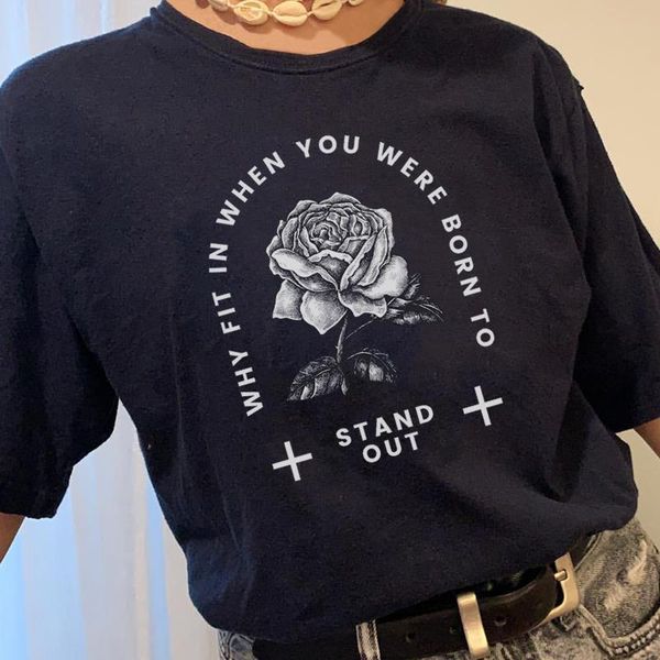 

rose flower letter print gothic vintage letter summer ins funny women punk short sleeve casual chic mujer harajuku t-shirt, White