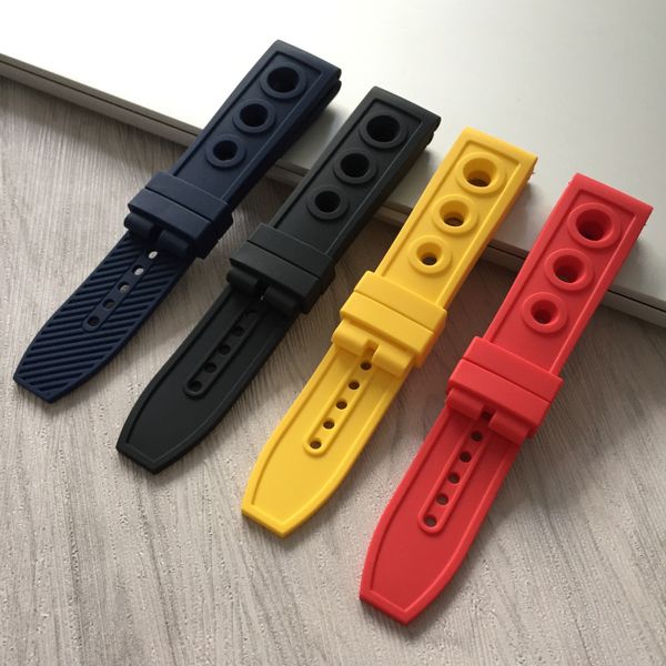Cinturino per orologio in gomma siliconica gialla nera blu da 22 mm con cinturino per orologio con fibbia Accessori per orologi adatti a Breitling