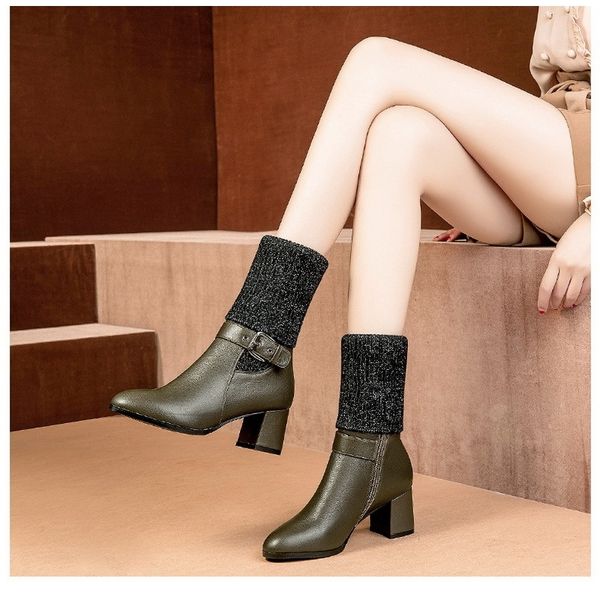 

vogue l women high-heeled tall knitting boot t200111, Black
