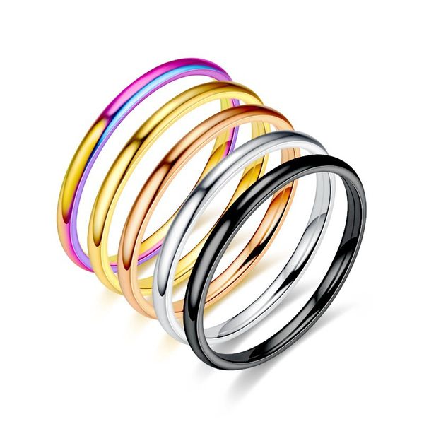 2 мм из нержавеющей стали тонкий золотой серебряные кольцевые кольца для женщин мужчин влюбленные пара ювелирных изделий партии клуб декор