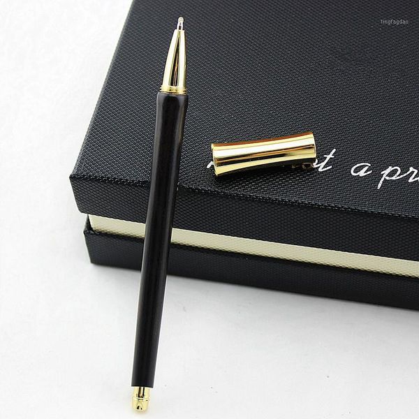 

gel pens rollerball gift 1pc/lot metal wooden smooth writing medium point 0.5mm black ink refill ballpoint office supplies1