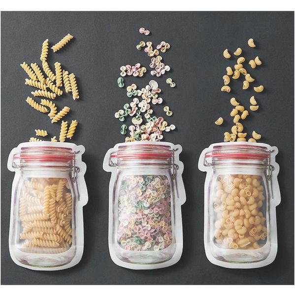 

500pcs reusable food storage zipper bags mason jar shape snacks airtight seal food saver leak-proof bags kitchen orga jllwgo mxyard