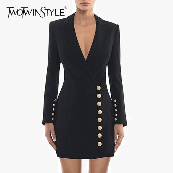

dress female slim high waist buttons long sleeve mini dresses for women 2018 autumn fashion elegant style clothing1, White;black
