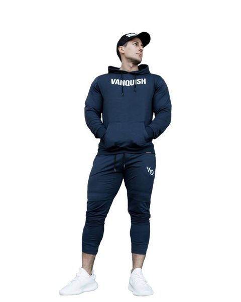 

winter new muscle doctor brothers autumn sportswear men's fitness coat, sanitary clothes and trousers 2-piece set, Gray