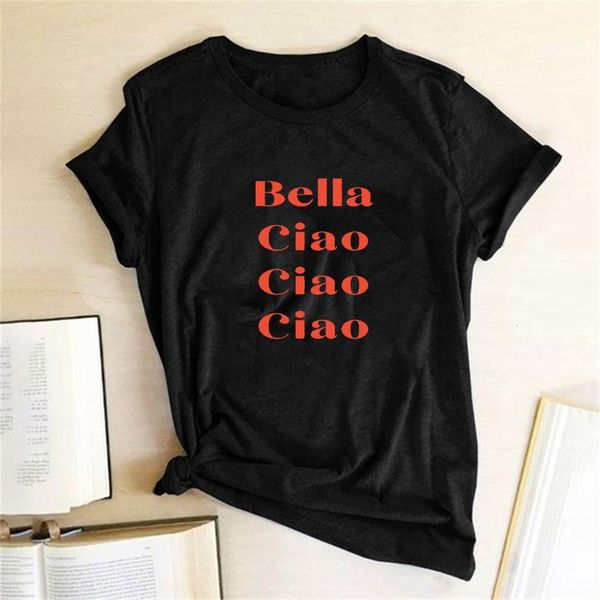 

money heist tees tv stlye women t-shirt la casa de papel house of paper t-shirt bella ciao ciao ciao print tee shirt 2021, White