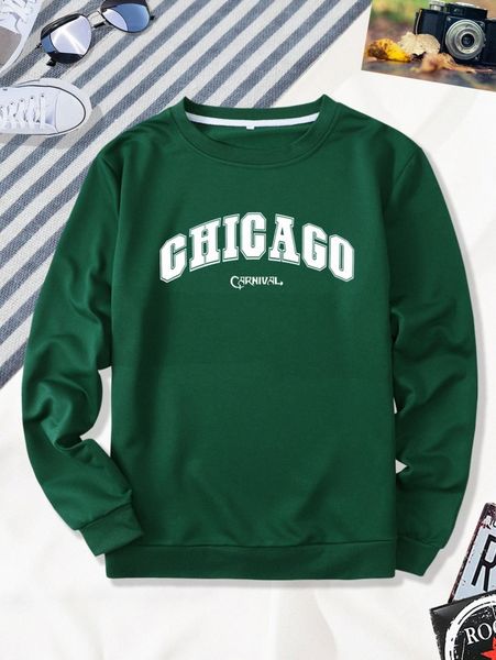 

men letter graphic round neck pullover c8mv#, Black