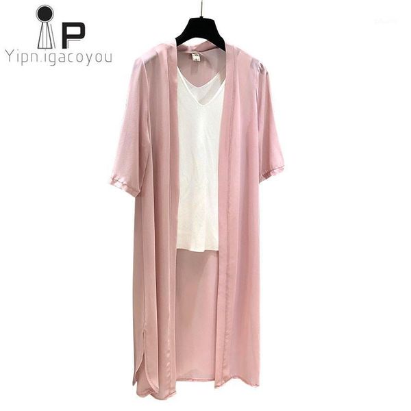 

summer sunscreen coat women long jacket bebig size thin half sleeve cardigan women outerwear korean casual female overcoat1, Black;brown