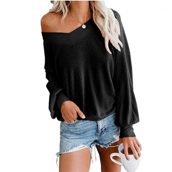 

off shoulder pullover womens sweater knitted 2019 autumn winter v-neck sweater women long sleeve casual loose pull femme1, White;black