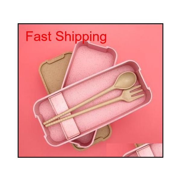 

900ml lunch box 3 layer wheat straw bento boxes microwave dinnerware food storage container lun qylsbl bdesports