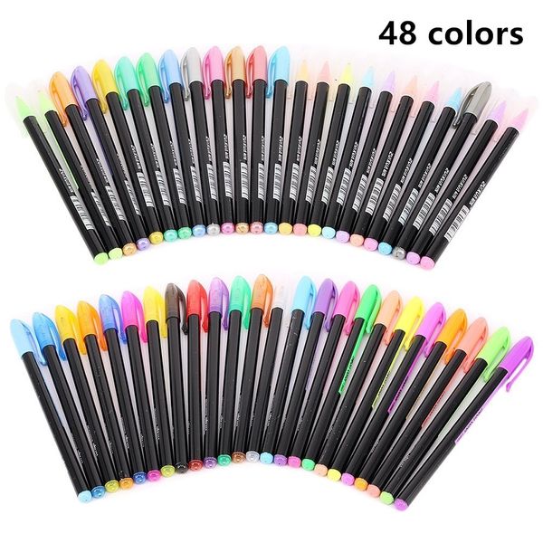 

48/36/24/18/12 colors gel pens set glitter gel pen for coloring books journals drawing doodling art markers