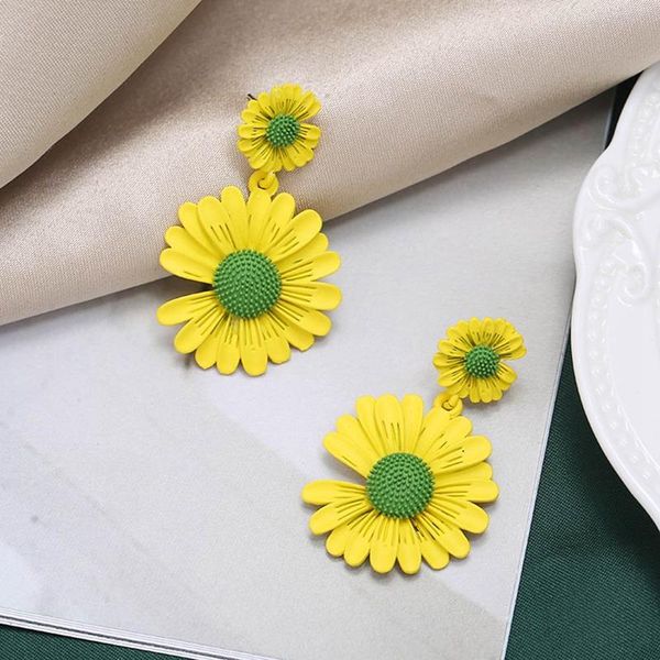

stud small daisy flowers earrings female shiny simple elegant earring for woman design fashion colorful jewelry, Golden;silver