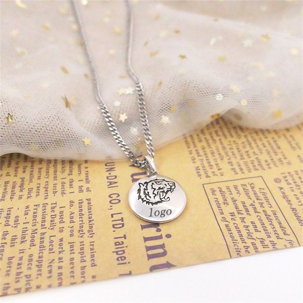 

tiger head round necklace men's and women's hip hop personality couple pendant transfer card for girlfriend jewel luxury_cxaj, Silver