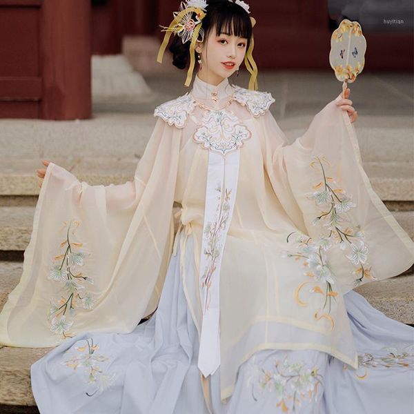

woman chinese traditional dance costumes handmade embroidered hanfu dress fairy ancient oriental style ming dynasty dress set1, Black;red