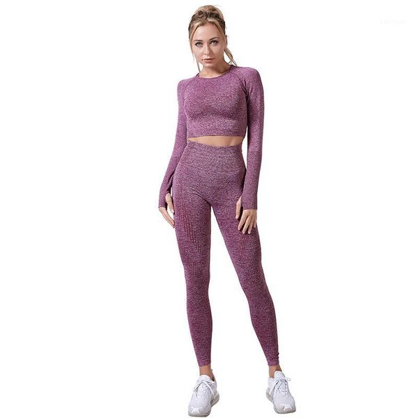 

yoga outfits women seamless set fitness sports suits gym clothing shirts high waist running leggings workout pants1, White;red
