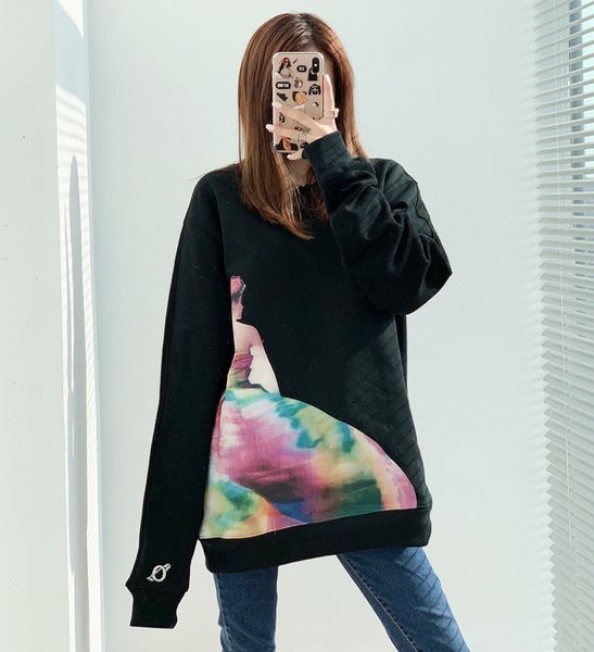 

europe usa autumn winter shanghai fashion show designer of dream embroidery brooch hoodie men women cotton casual crew neck sweatshirt, Black