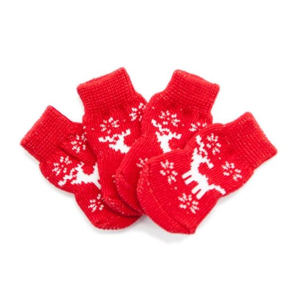 

4pcs/set small pet dog shoes anti-slip knit patterns soft warm knitted socks clothes apparels for small medium la bbyczv