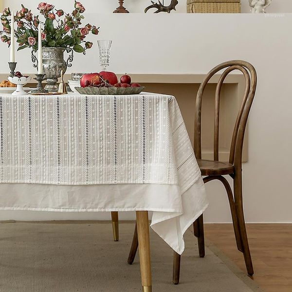 

embroidered tablecloth white idyllic striped jacquard lace tablecloth wedding decoration1