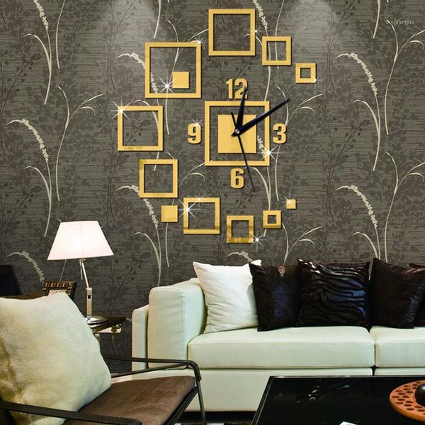 

newly 55x45cm wall clocks fashion watches 3d stereo acrylic diy living room bedroom decoration wall clock1
