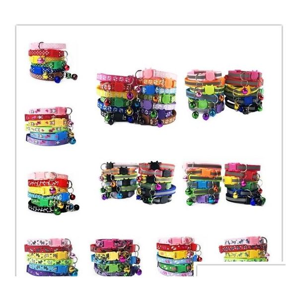 

100 designs adjustable pet collars with bell for cat dog necklace durable neck decoration accessory pet supplies od5sx