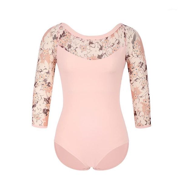 

2020 new ballet leotards for women stitching printed lace practice ballet dancing costume gymnastics leotard dancewear1, Black;red