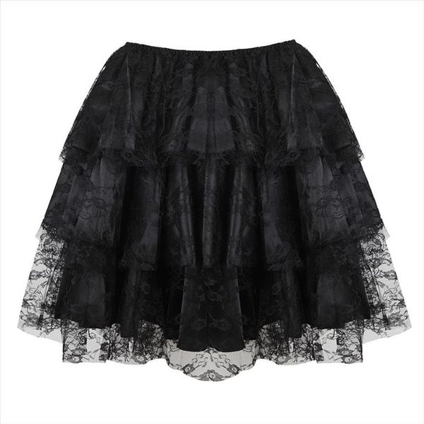 

women multilayer floral lace tulle pleated skirt showgirl party dance skirts match corset skirt ruffly plus size s 6xl, Black