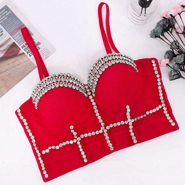 

little overlord the same fashion max nail beads bright diamond hip-hop show thin body shaping clothes net red sling women, Black;gray