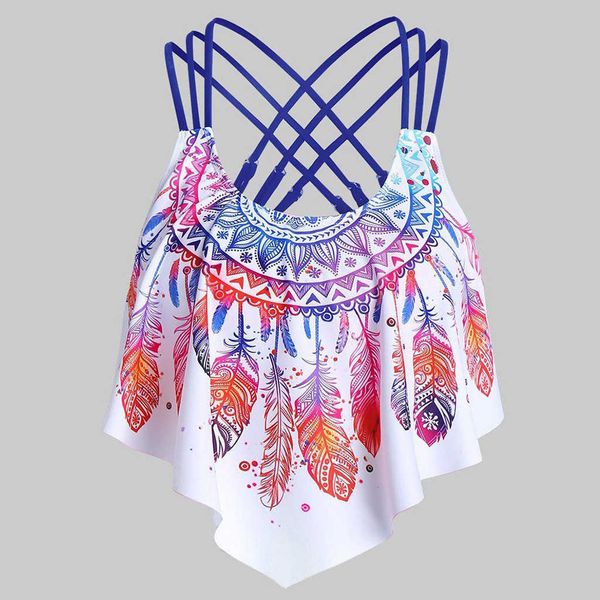 

bathing suit flounced ruffles swimwear push up bikini women's beachwear swimsuit women feather print #t2g, White;black