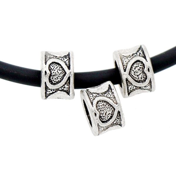 

alloy concave heart circle loose beads spacers metal big hole bead fit european bracelets 8x8 mm antique silver l1359 valentine's day m, Black