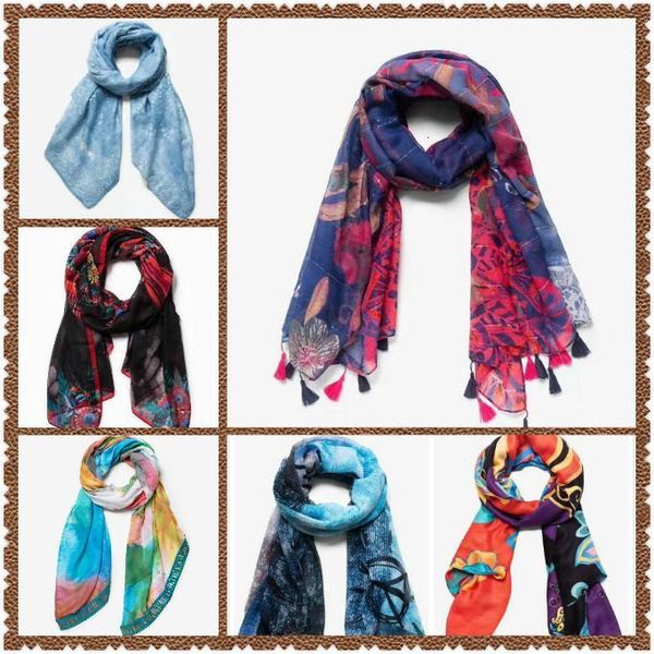 

spring and autumn 2020 spain deg various flower ladies scarf gifts, Blue;gray