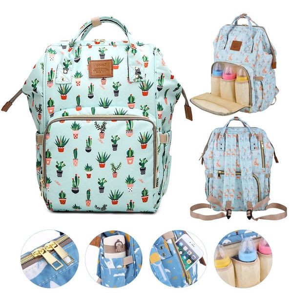 

brand design mummy bags fashion fox printed travel backpack large cartoon maternity diaper bags nursing bag for baby care y200107