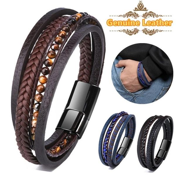 

charm bracelets fashion men genuine leather bracelet weaving rope casual retro for jewelry, Golden;silver