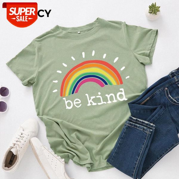 

jfuncy plus size s-5xl women t-shirts female short sleeve tee rainbow print woman casual tshirt 2020 summer cotton t shirt #ng7q, White
