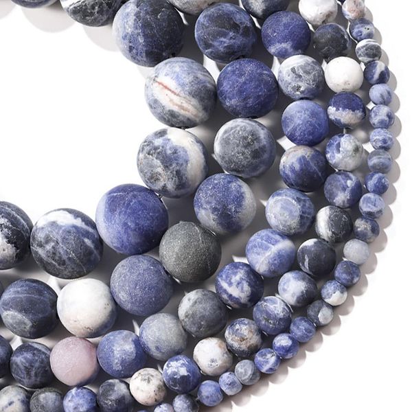 

1strand lot 4 6 8 10mm frosted matte old blue sodalite stone round loose spacer beads for bracelet jewelry makings supplies h bbybgt