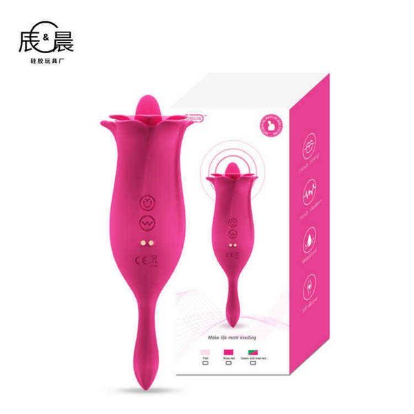 NXY Vibratoren Chenchen Frauen verwenden Rose Vibrationsstab Doppelkopf Zunge lecken Masturbationsgerät Klitoris Stimulation Eispringen Erwachsener 0208