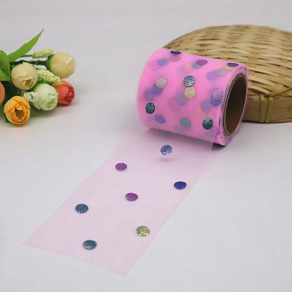 

6см красочный точка тюль 10 ярдов блеск круглый блесток тюль ткань ролики день рождения торт tutu pom лук швейные ремесел ткань поставки bby