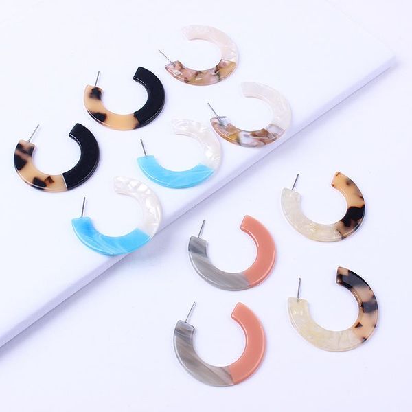 

women jewelry bohemian acrylic acetate c circle resin earrings, Golden;silver
