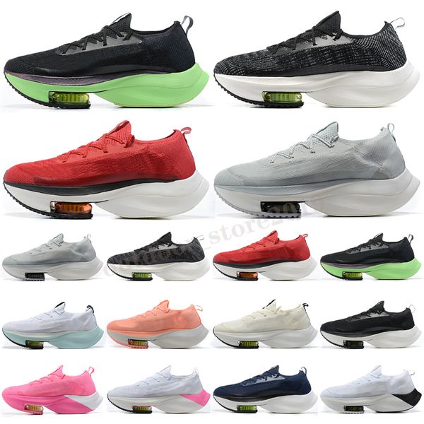 

fashion new zoom alpha men women run shoes black electric green white bred volt university red tour yellow knit sport