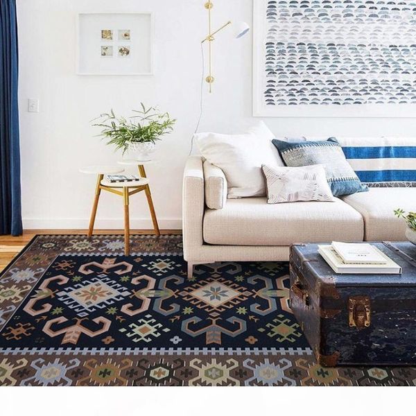 

big size retro kilim pattern high density woven area rug , american style decoration living room carpet , coffee table floor mat