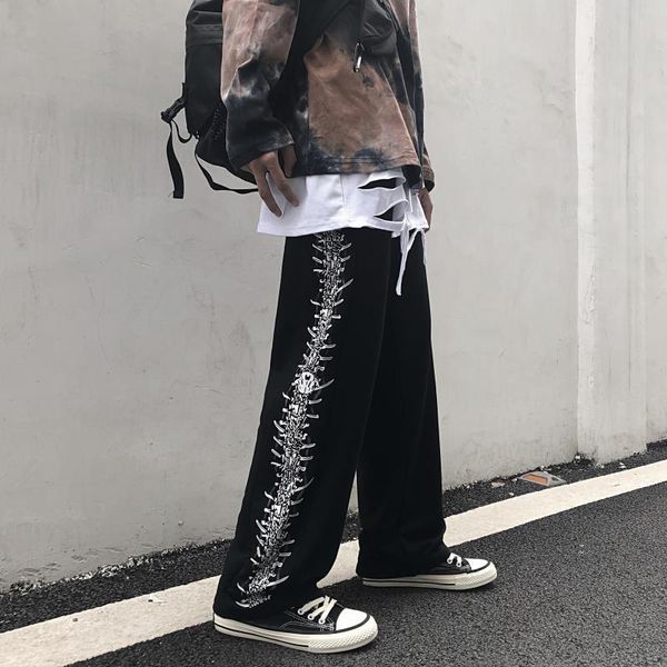 

harajuku ретро брюки женские шипы напечатанные свободные древесины джоггер брюки мода повседневная уличная одежда гранж женские брюки унисек, Black;white