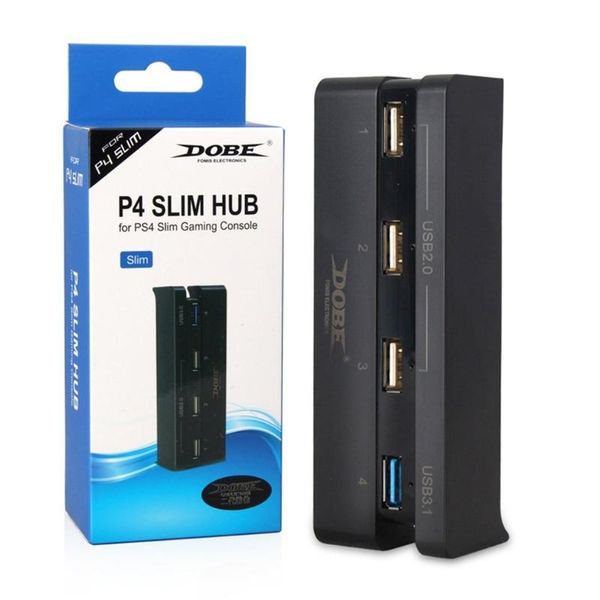 

hubs super high speed 4-in-1 usb hub port+1 3.1 port+3 2.0 ports for playstation 4 slim ps4 console black controller