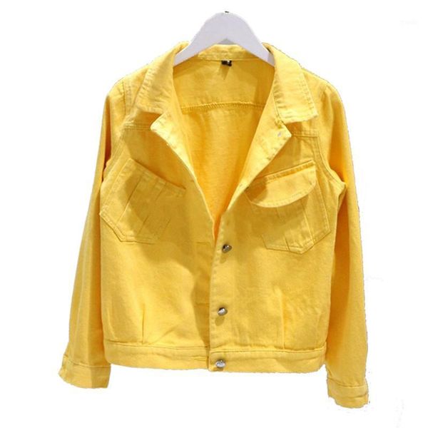 

women's jackets spring female colorful denim jacket large sizes harajuku jeans coat solid outwear1, Black;brown
