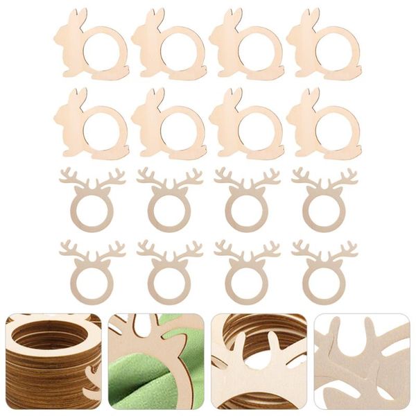 

20pcs decorative wooden napkin rings easter napkin decors holders