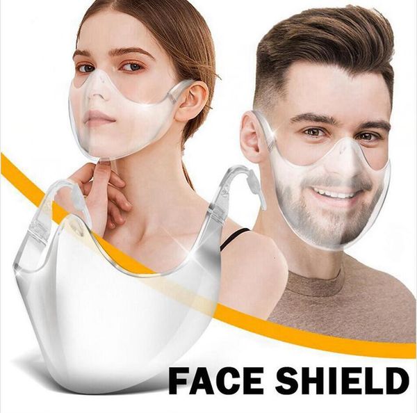 

factory transparent protective shield pc face masks anti-saliva splash dustproof clear reusable washable facial mouth co