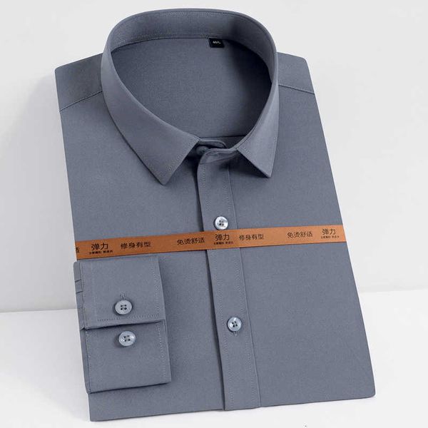 

men's fashion long sleeve solid shirts pocket-less design comfortable breathable soft & smooth stretch easy care shirt, White;black