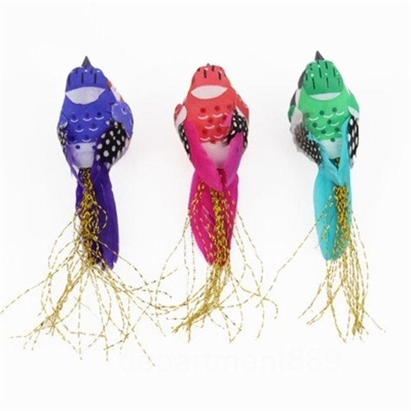 

a-random color 12pcs /lot artificial manmade bird lifelike ornaments simulated birds cute home garden feather decoration